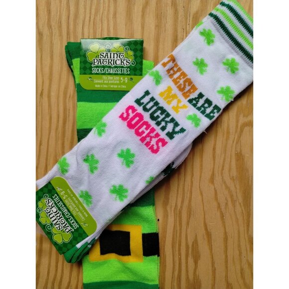 Leprechaun Socks St Patrick Day Shamrock & Horseshoe 2-Pack Collection - Picture 4 of 6